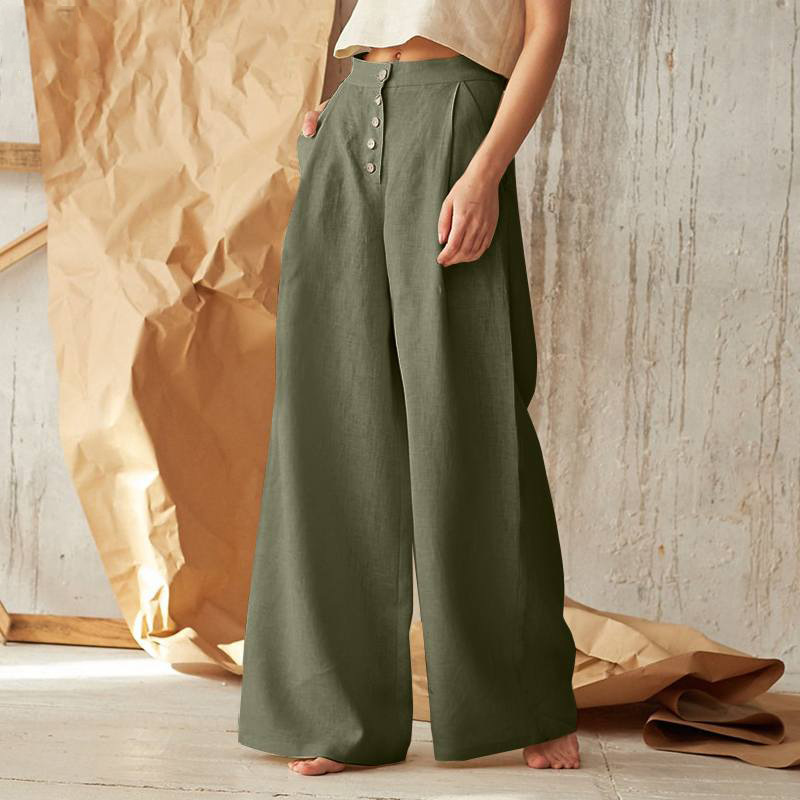 Cotton Wide-Leg Pants for Women | Comfortable Casual Trousers | Versatile Everyday Wear