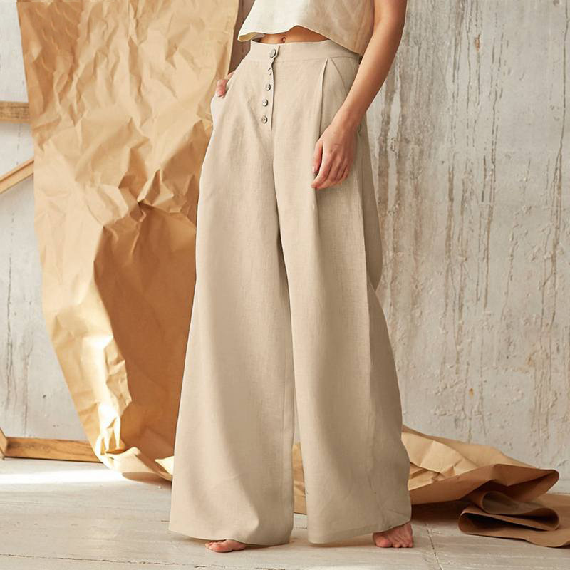 Cotton Wide-Leg Pants for Women | Comfortable Casual Trousers | Versatile Everyday Wear