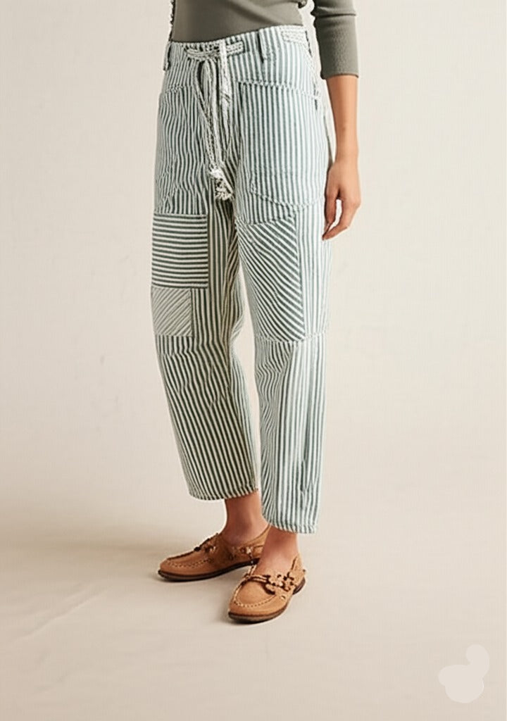 Cove Stripe Pants - Lightweight Cotton Blend - Casual Striped Trousers for Everyday Wear - Available in Multiple Sizes