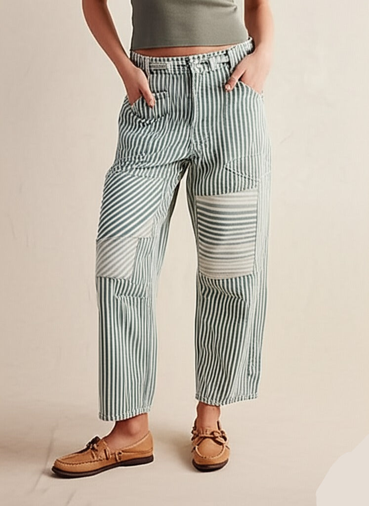 Cove Stripe Pants - Lightweight Cotton Blend - Casual Striped Trousers for Everyday Wear - Available in Multiple Sizes