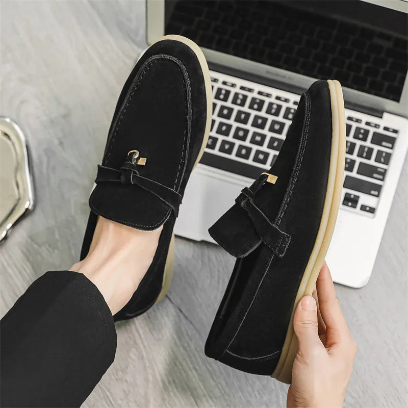 Cow Suede Loafers for Men | Comfortable Casual Slip-On Shoes | Versatile Footwear for Everyday Wear