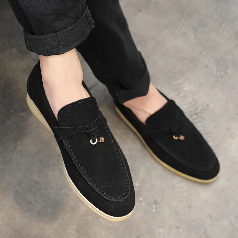 Cow Suede Loafers for Men | Comfortable Casual Slip-On Shoes | Versatile Footwear for Everyday Wear