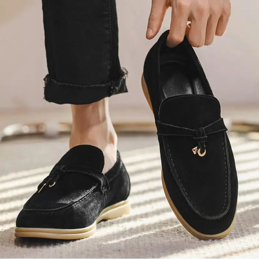 Cow Suede Loafers for Men | Comfortable Casual Slip-On Shoes | Versatile Footwear for Everyday Wear