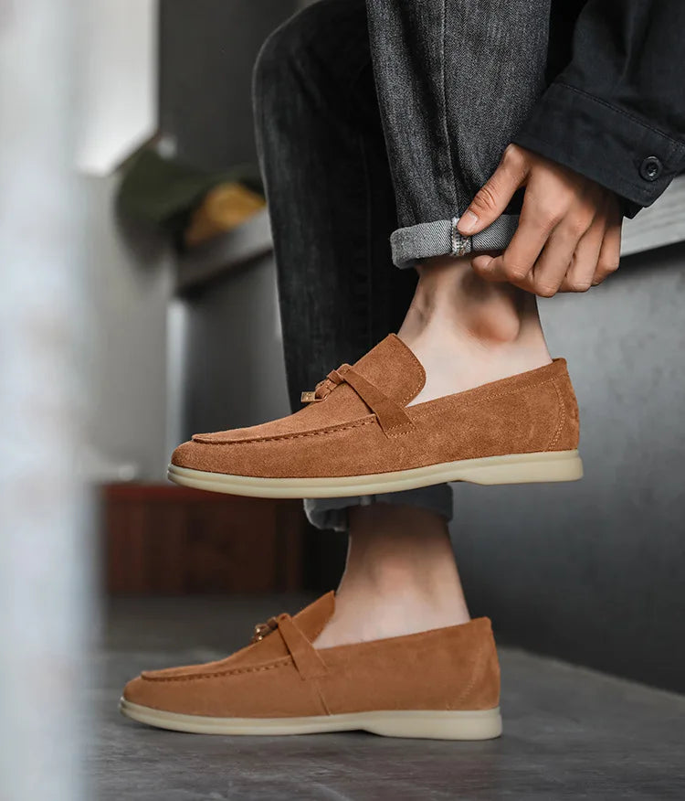 Cow Suede Loafers for Men | Comfortable Casual Slip-On Shoes | Versatile Footwear for Everyday Wear