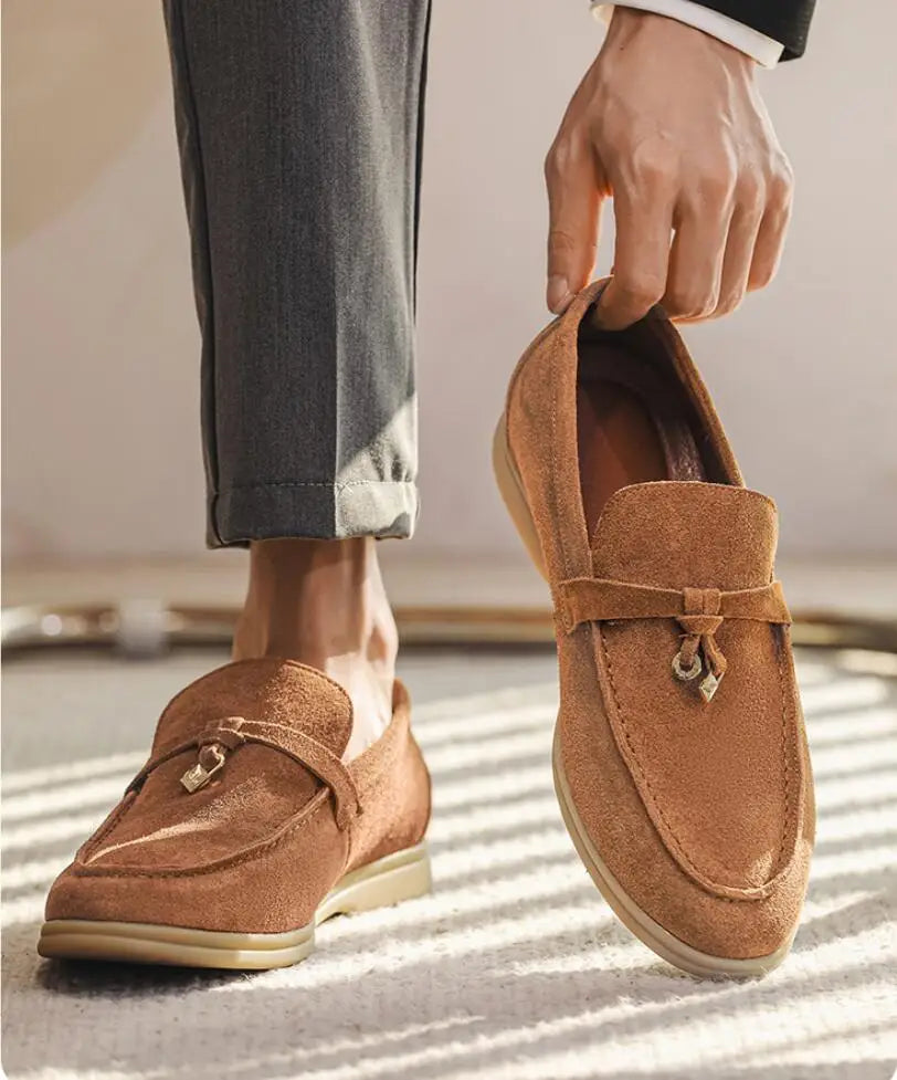 Cow Suede Loafers for Men | Comfortable Casual Slip-On Shoes | Versatile Footwear for Everyday Wear