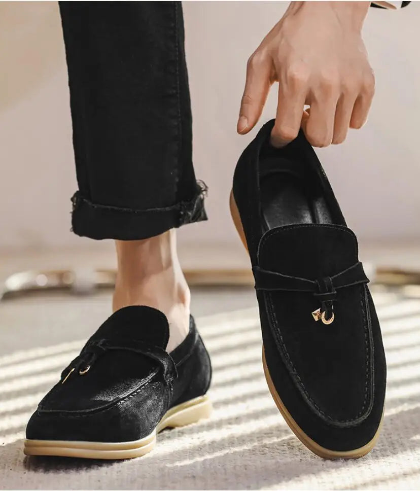 Cow Suede Loafers for Men | Comfortable Casual Slip-On Shoes | Versatile Footwear for Everyday Wear