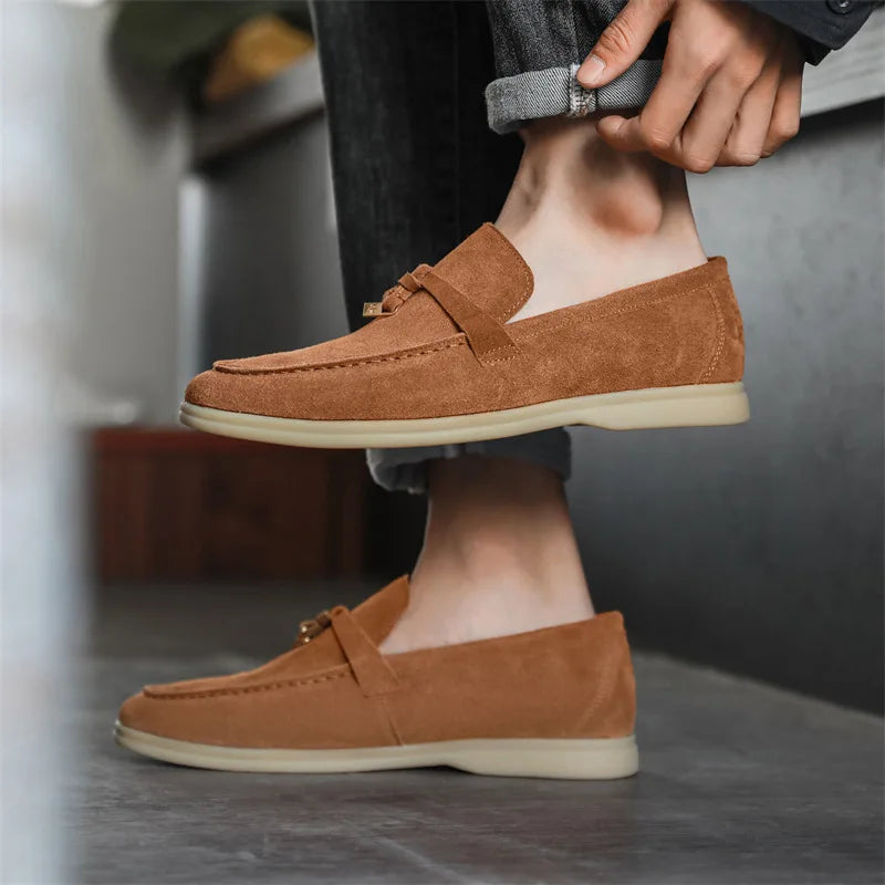 Cow Suede Loafers for Men | Comfortable Casual Slip-On Shoes | Versatile Footwear for Everyday Wear