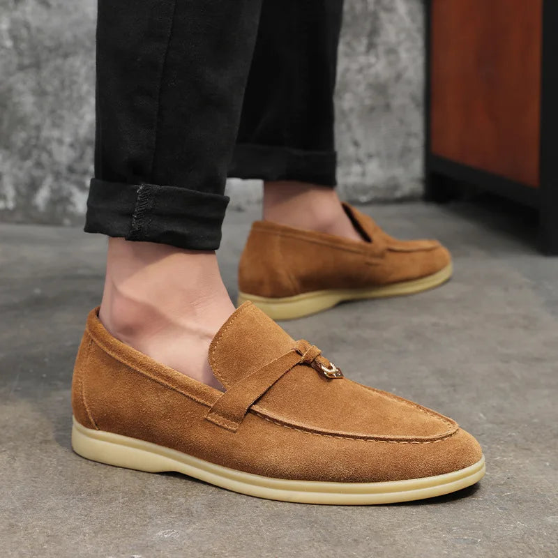 Cow Suede Loafers for Men | Comfortable Casual Slip-On Shoes | Versatile Footwear for Everyday Wear