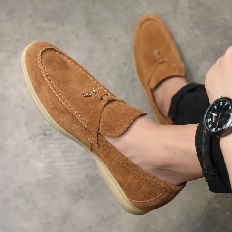 Cow Suede Loafers for Men | Comfortable Casual Slip-On Shoes | Versatile Footwear for Everyday Wear