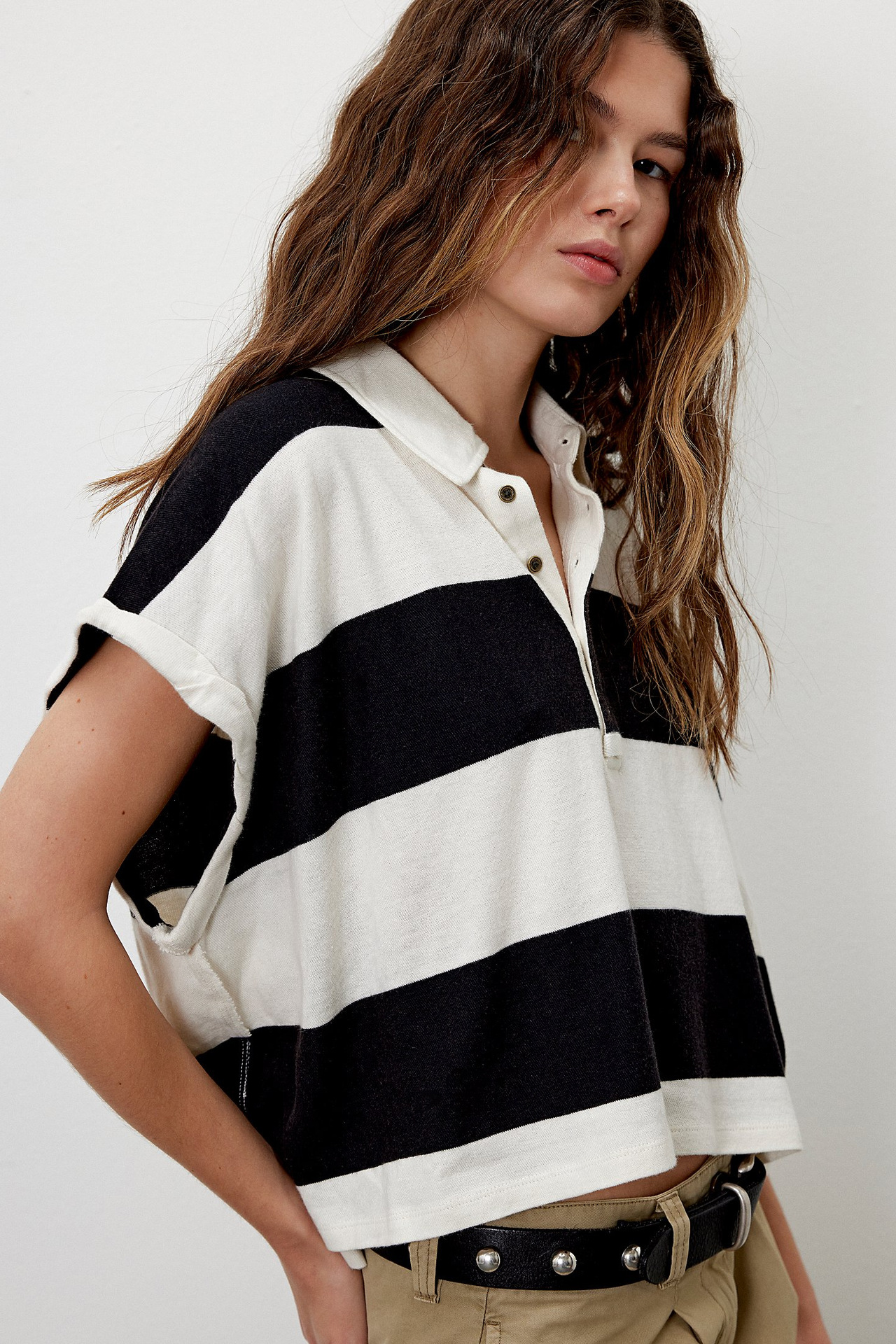 Cropped Polo Shirt for Women - Soft Cotton Blend, Casual Style, Perfect for Everyday Wear, Available in Multiple Colors