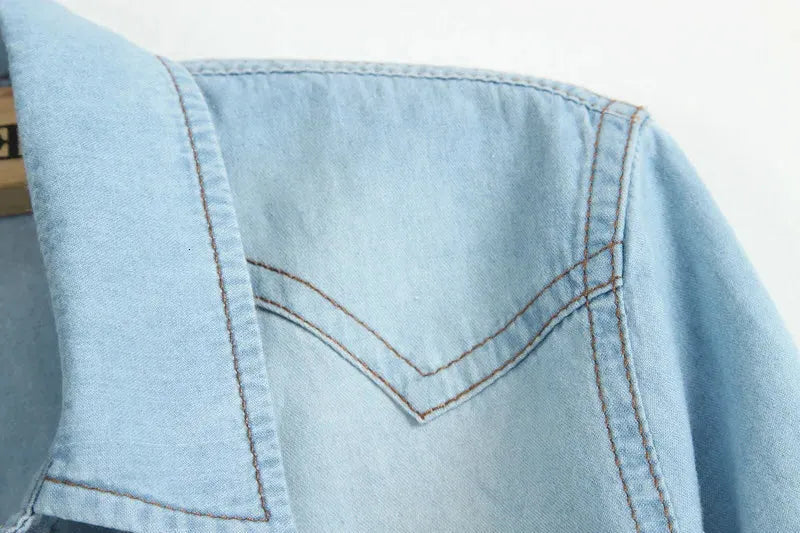 Denim Crop Top for Summer - Lightweight Casual Style for Women