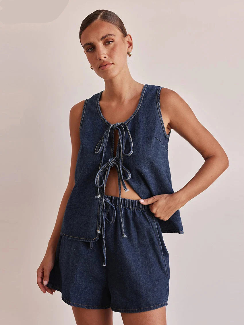 Denim Jacket and Pants Set for Women - Casual Style, Comfortable Fit, Versatile Outfit for Everyday Wear