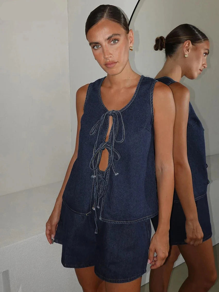 Denim Jacket and Pants Set for Women - Casual Style, Comfortable Fit, Versatile Outfit for Everyday Wear