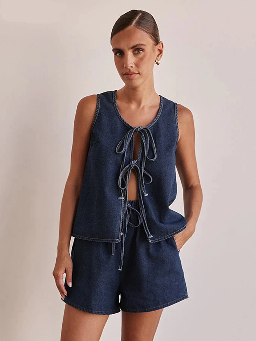 Denim Jacket and Pants Set for Women - Casual Style, Comfortable Fit, Versatile Outfit for Everyday Wear