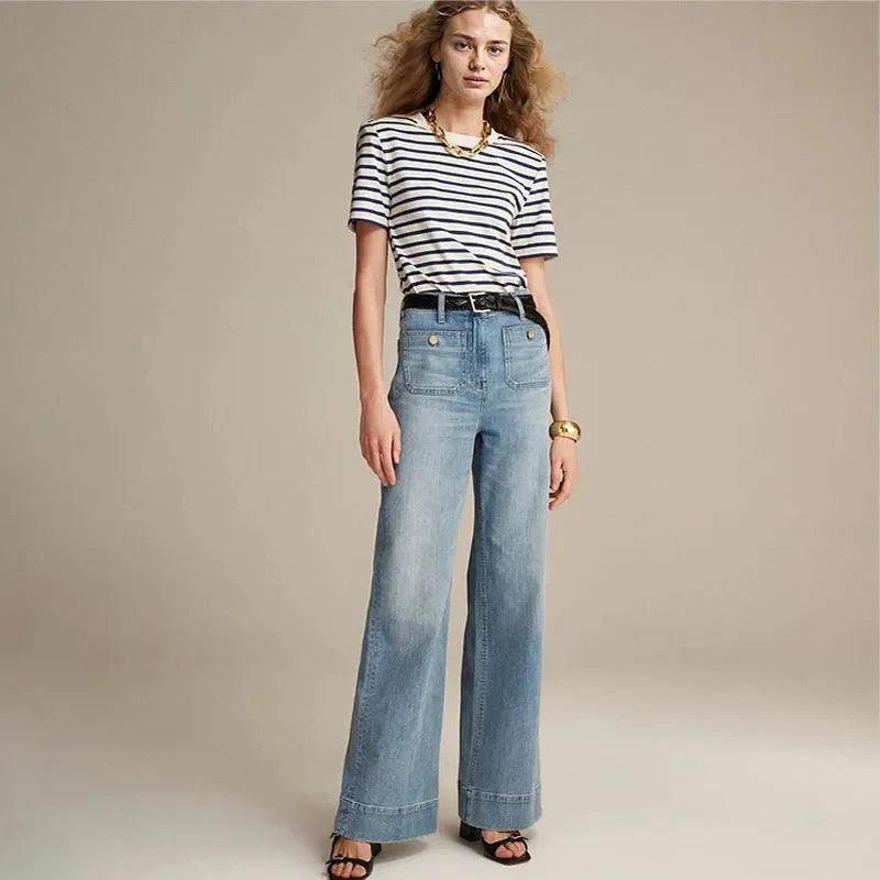 Denim Trousers for Women - Giselle Style - Casual Fit - Versatile Everyday Wear - Available in Multiple Sizes