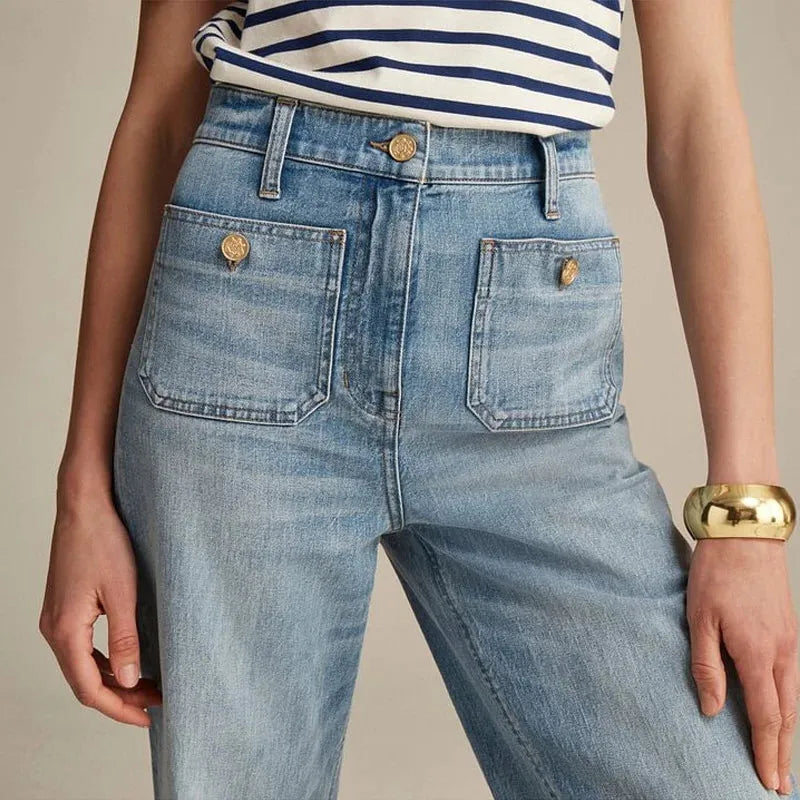 Denim Trousers for Women - Giselle Style - Casual Fit - Versatile Everyday Wear - Available in Multiple Sizes