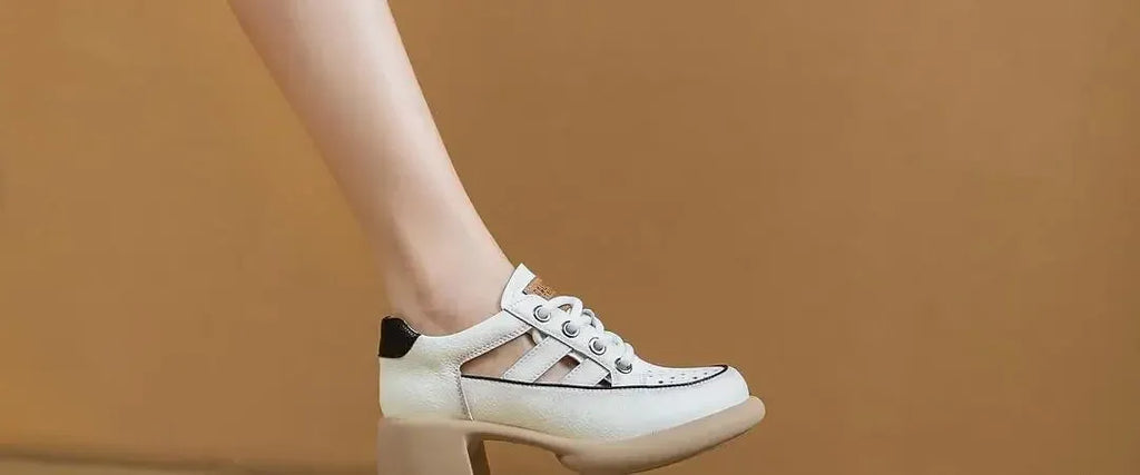 Derby Heels for Women - Elegant Leather Design for Formal and Casual Wear - Classic Black