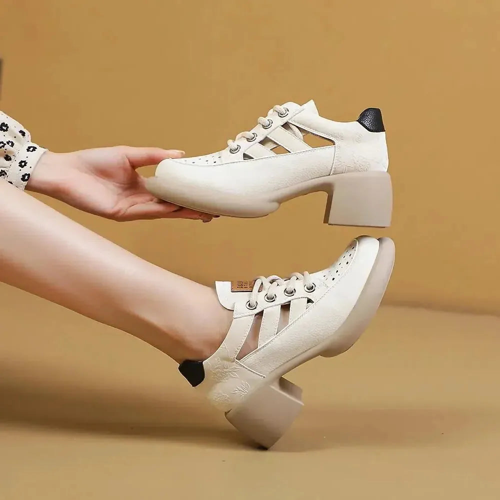 Derby Heels for Women - Elegant Leather Design for Formal and Casual Wear - Classic Black