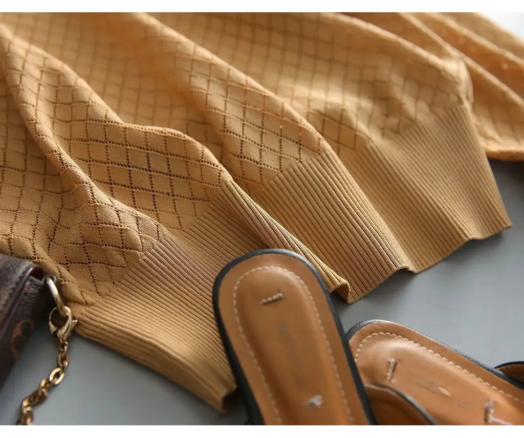 Diamond Knit Top in Céleste Color - Women's Casual Sweater for Everyday Wear