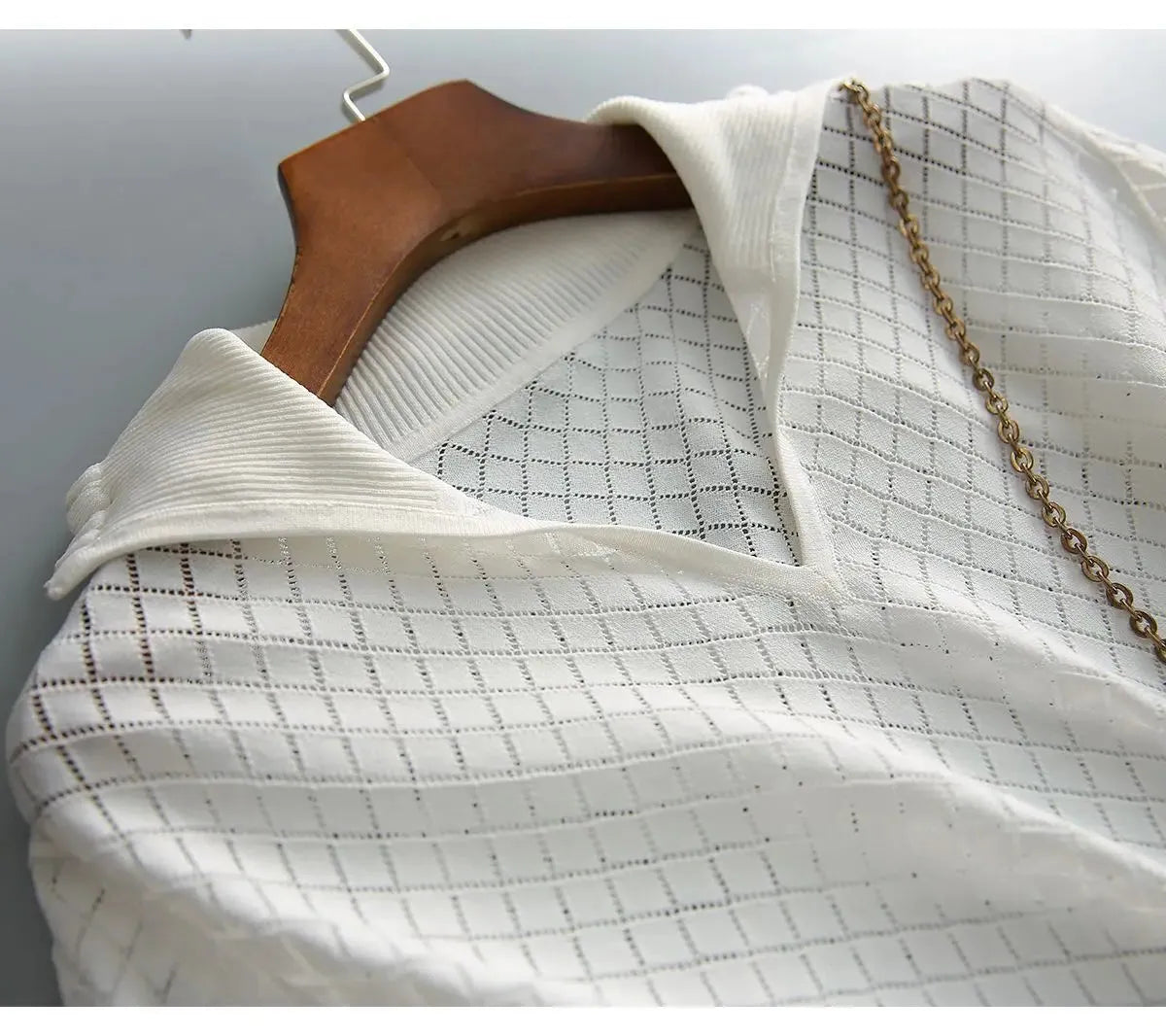 Diamond Knit Top in Céleste Color - Women's Casual Sweater for Everyday Wear