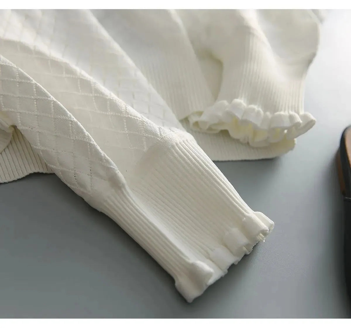 Diamond Knit Top in Céleste Color - Women's Casual Sweater for Everyday Wear