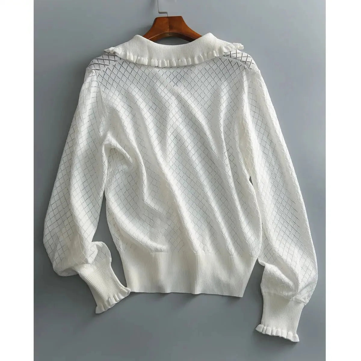 Diamond Knit Top in Céleste Color - Women's Casual Sweater for Everyday Wear