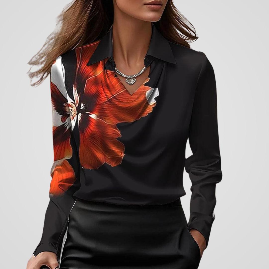 Draped Neck Satin Blouse for Women - Elegant Satin Fabric Top for Casual or Formal Wear