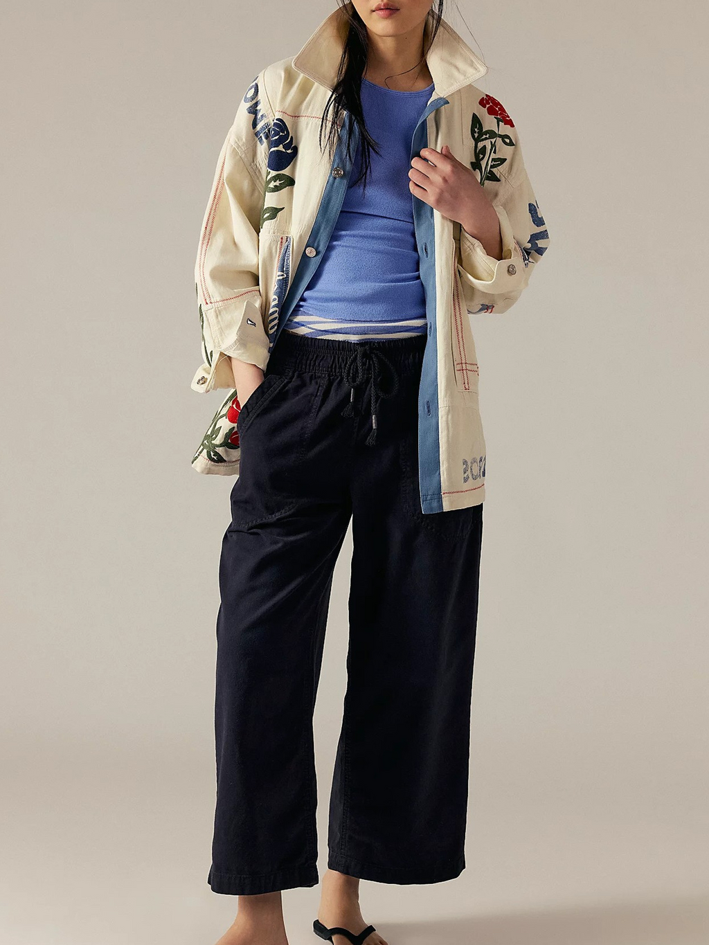 Drawstring Jeans for Women - Comfortable Cotton Weekender Style - Casual Fit for Everyday Wear