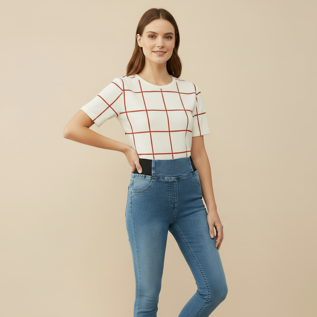 Elastic Waist Bell Bottom Jeans for Women - Comfortable Denim Flare Pants for Casual Wear