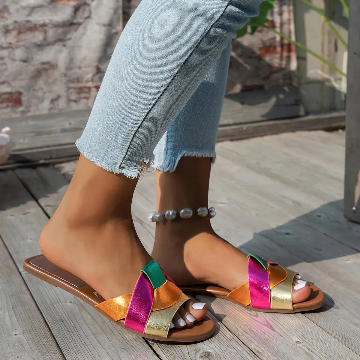 Flat Buckle Sandals for Women - Comfortable Casual Footwear - Versatile Summer Style - Available in Multiple Colors