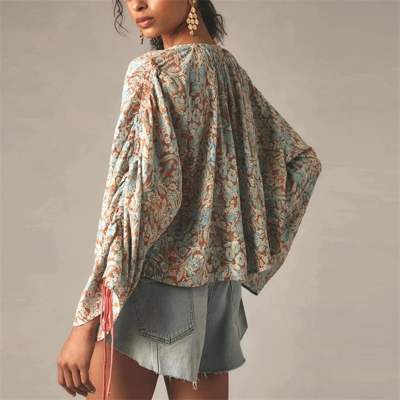 Floral Print Blouse in Lightweight Fabric - Women's Casual Top for Everyday Wear