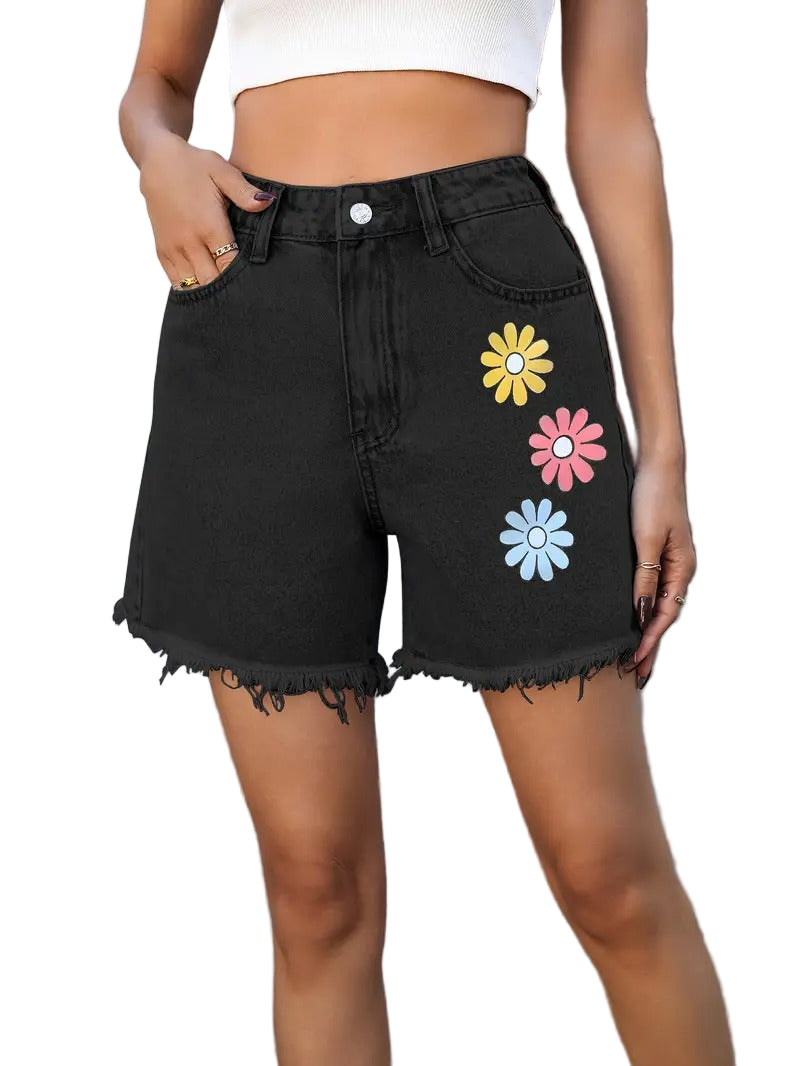 Floral Print Women's Shorts - Lightweight Cotton Blend - Casual Summer Wear - Perfect for Beach and Outdoor Activities