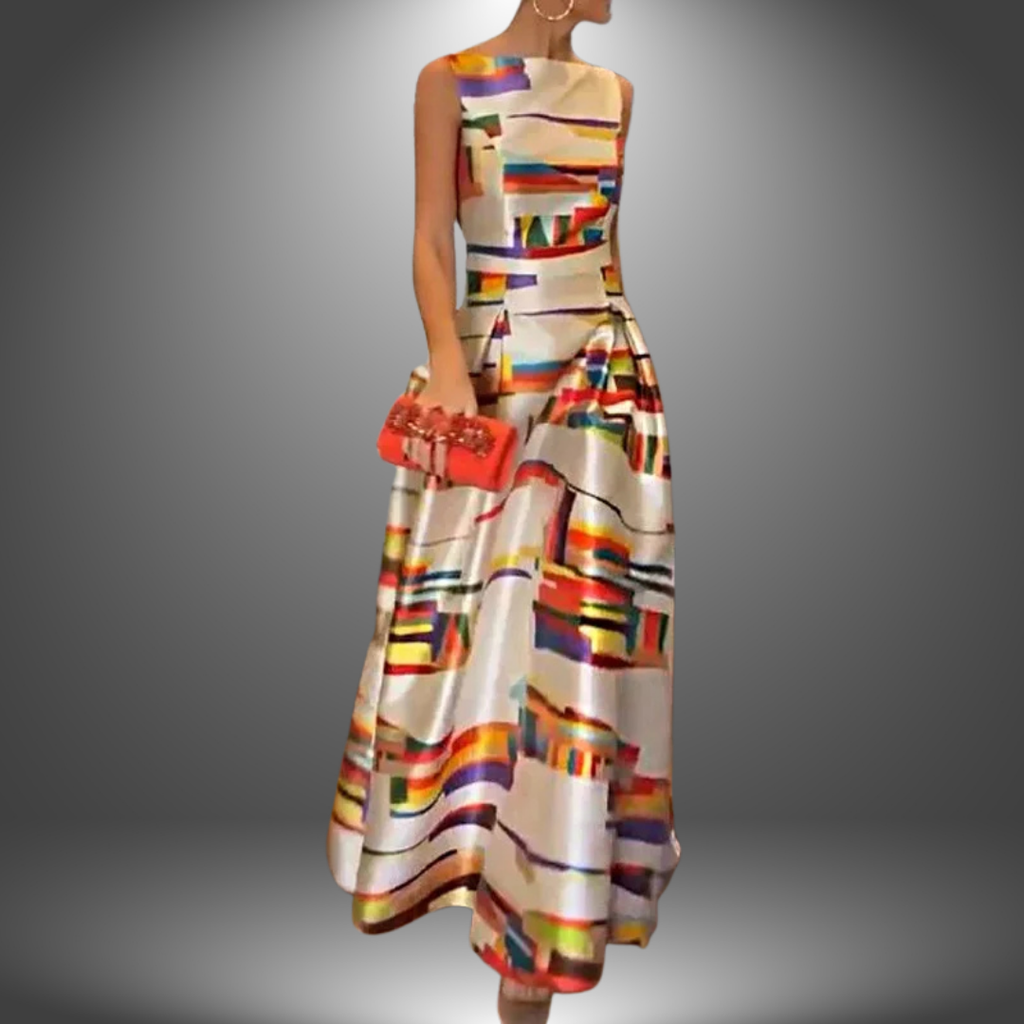 Geometric Print Maxi Dress for Women | Lightweight Fabric | Casual Summer Wear | Elegant Design