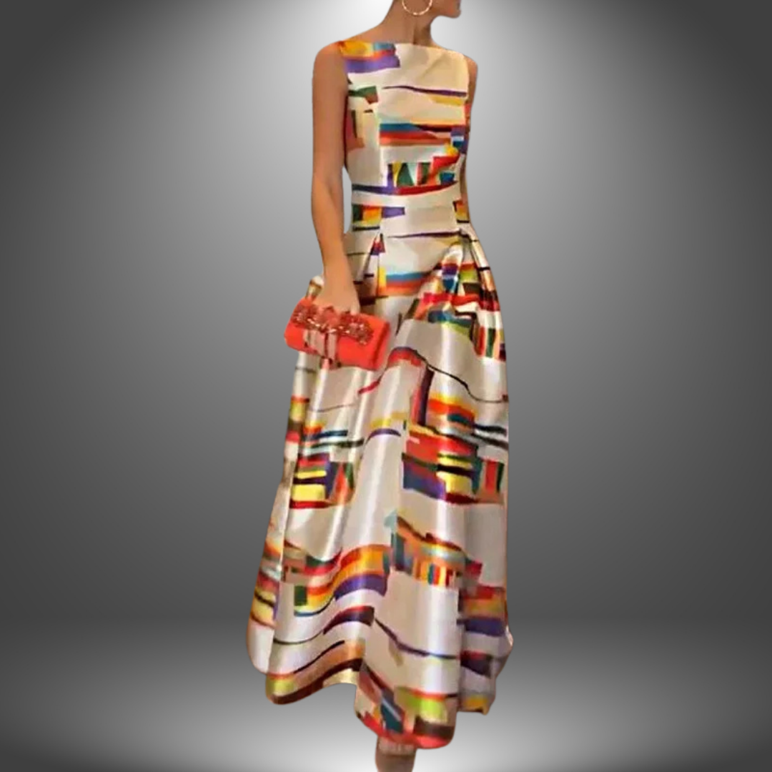 Geometric Print Maxi Dress for Women | Lightweight Fabric | Casual Summer Wear | Elegant Design