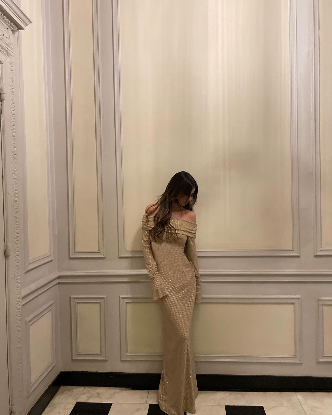 Glitter Maxi Dress for Women with Long Sleeves and Wrap Design for Evening Events