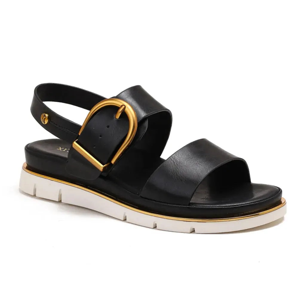 Gold-Buckle Strap Sandals for Women - Stylish Casual Footwear for Summer - Comfortable and Versatile Design
