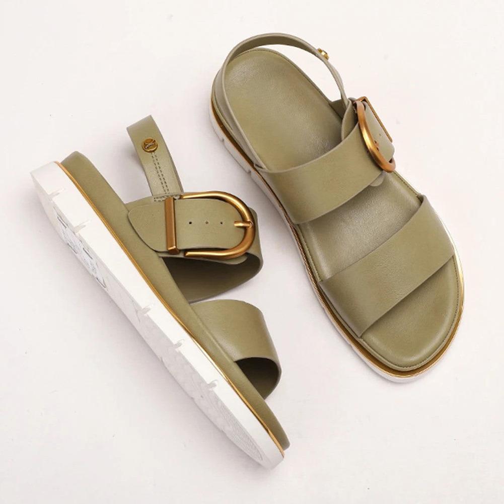 Gold-Buckle Strap Sandals for Women - Stylish Casual Footwear for Summer - Comfortable and Versatile Design