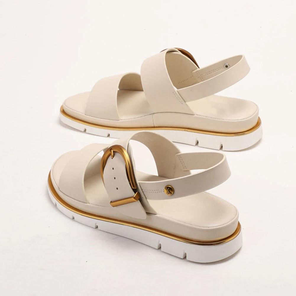 Gold-Buckle Strap Sandals for Women - Stylish Casual Footwear for Summer - Comfortable and Versatile Design