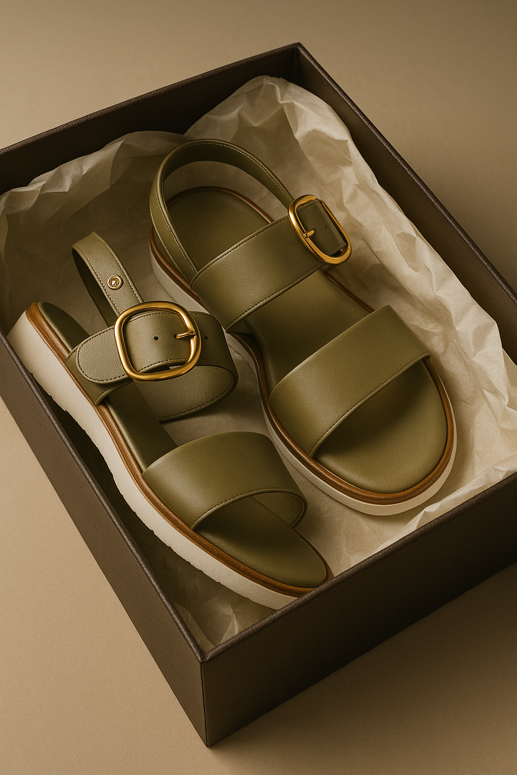 Gold-Buckle Strap Sandals for Women - Stylish Casual Footwear for Summer - Comfortable and Versatile Design