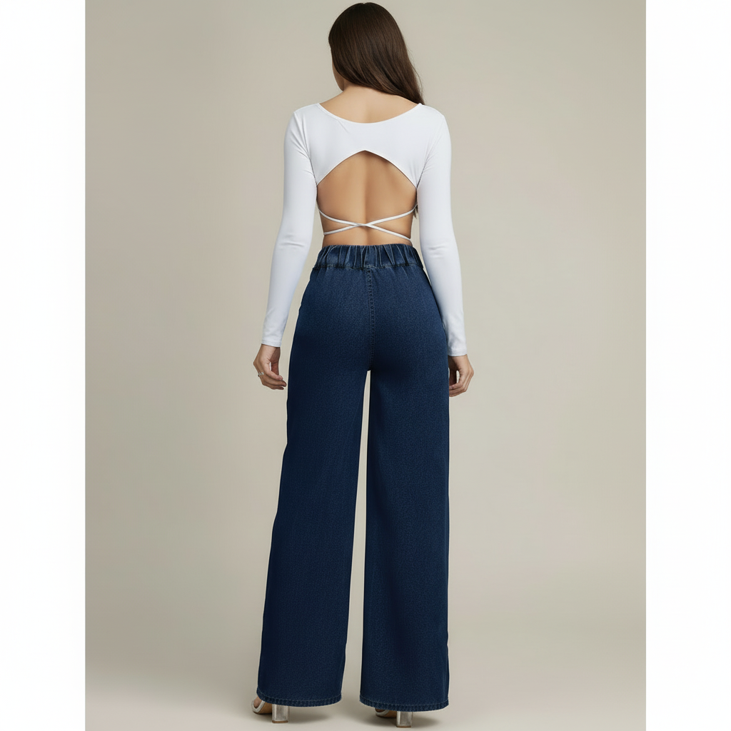 High Rise Wide Leg Denim Jeans for Women - Comfortable Casual Fit, Versatile Everyday Wear, Available in Multiple Washes
