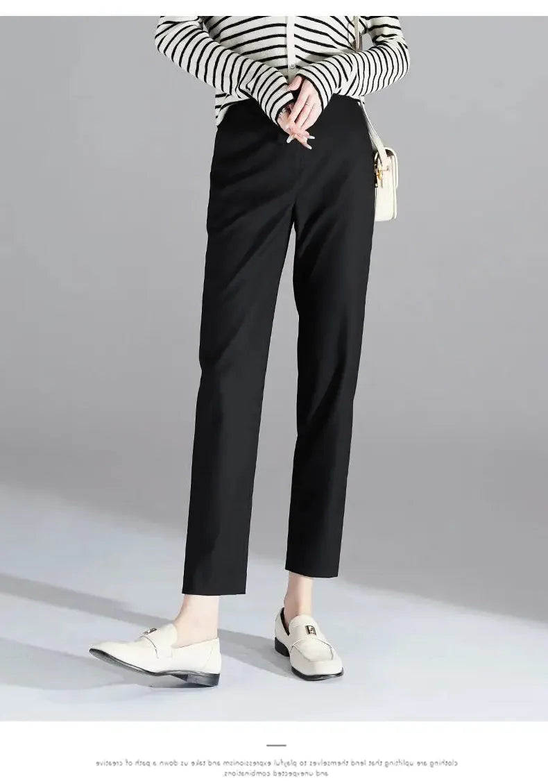 High-Waist Trousers in Soft Fabric - Chic Casual Pants for Everyday Wear - Available in Multiple Sizes