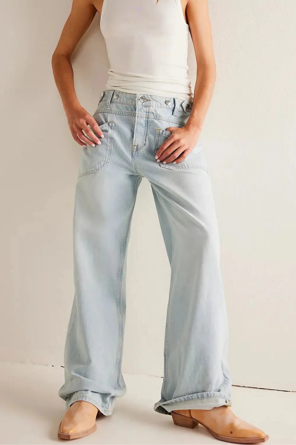 High-Waist Wide-Leg Denim Jeans for Women - Stylish Casual Fit, Versatile Everyday Wear, Available in Multiple Sizes