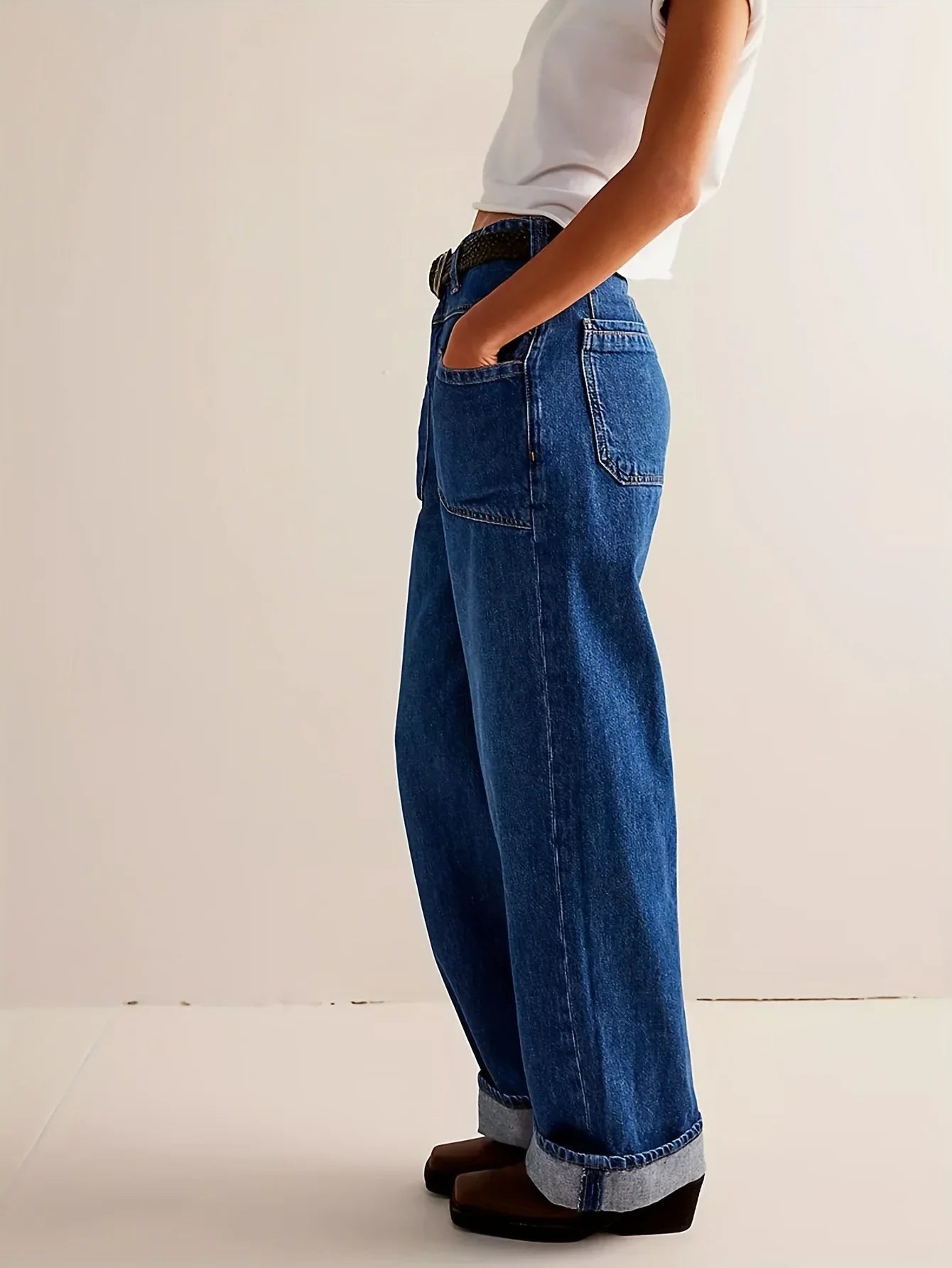 High-Waist Wide-Leg Denim Jeans for Women - Stylish Casual Fit, Versatile Everyday Wear, Available in Multiple Sizes