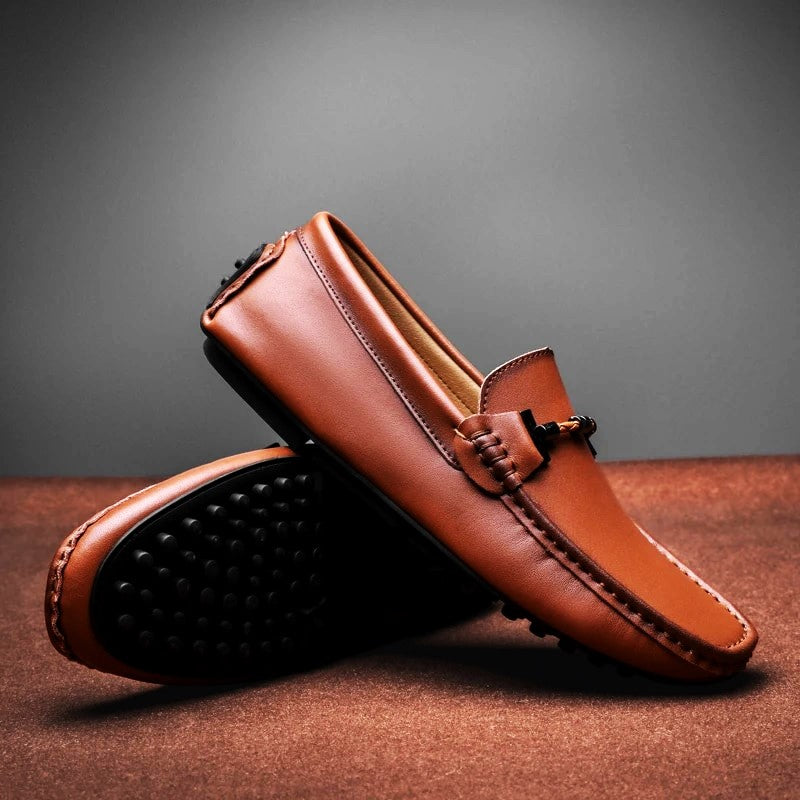 Italian Leather Driving Shoes for Men - Casual Slip-On Style, Comfortable Footwear for Everyday Use