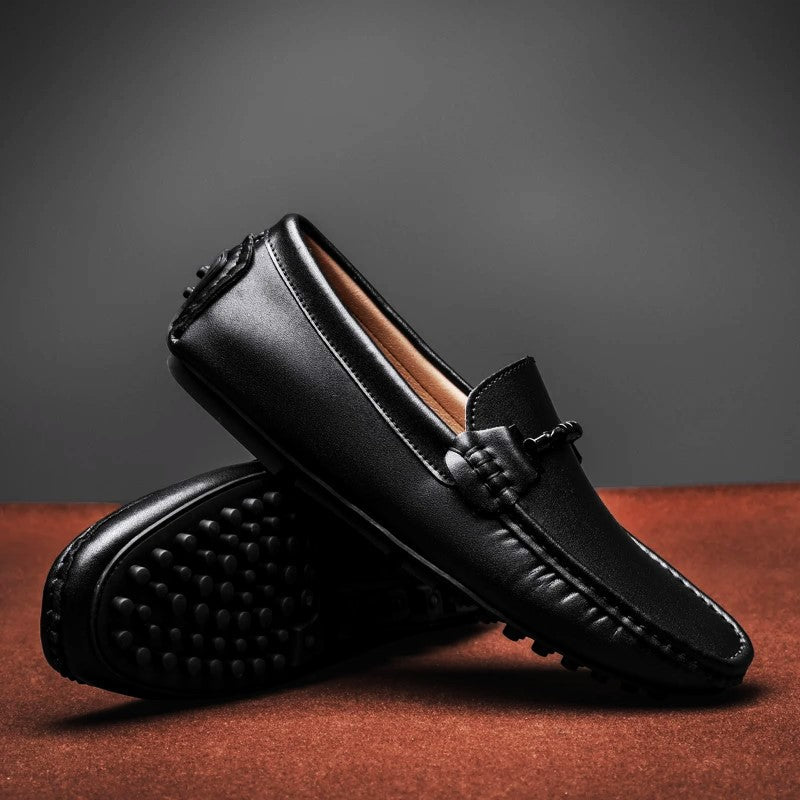 Italian Leather Driving Shoes for Men - Casual Slip-On Style, Comfortable Footwear for Everyday Use