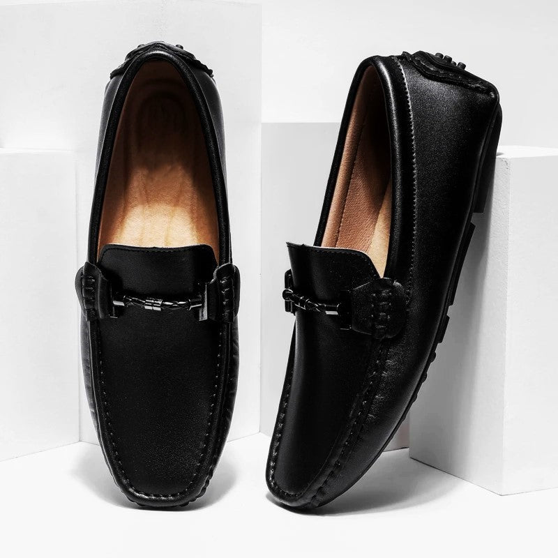 Italian Leather Driving Shoes for Men - Casual Slip-On Style, Comfortable Footwear for Everyday Use