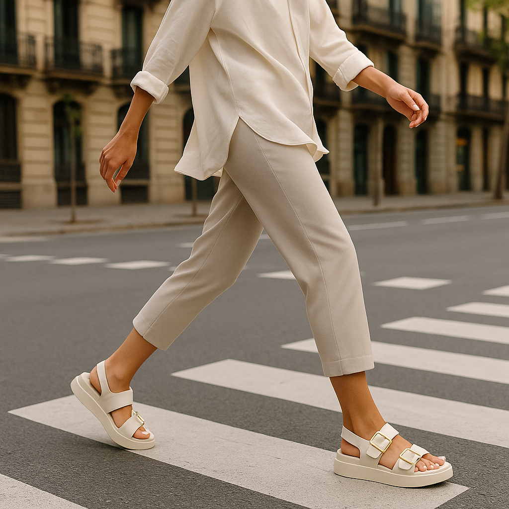 Italian Leather Platform Sandals for Women - Stylish Summer Footwear with Comfortable Elevation