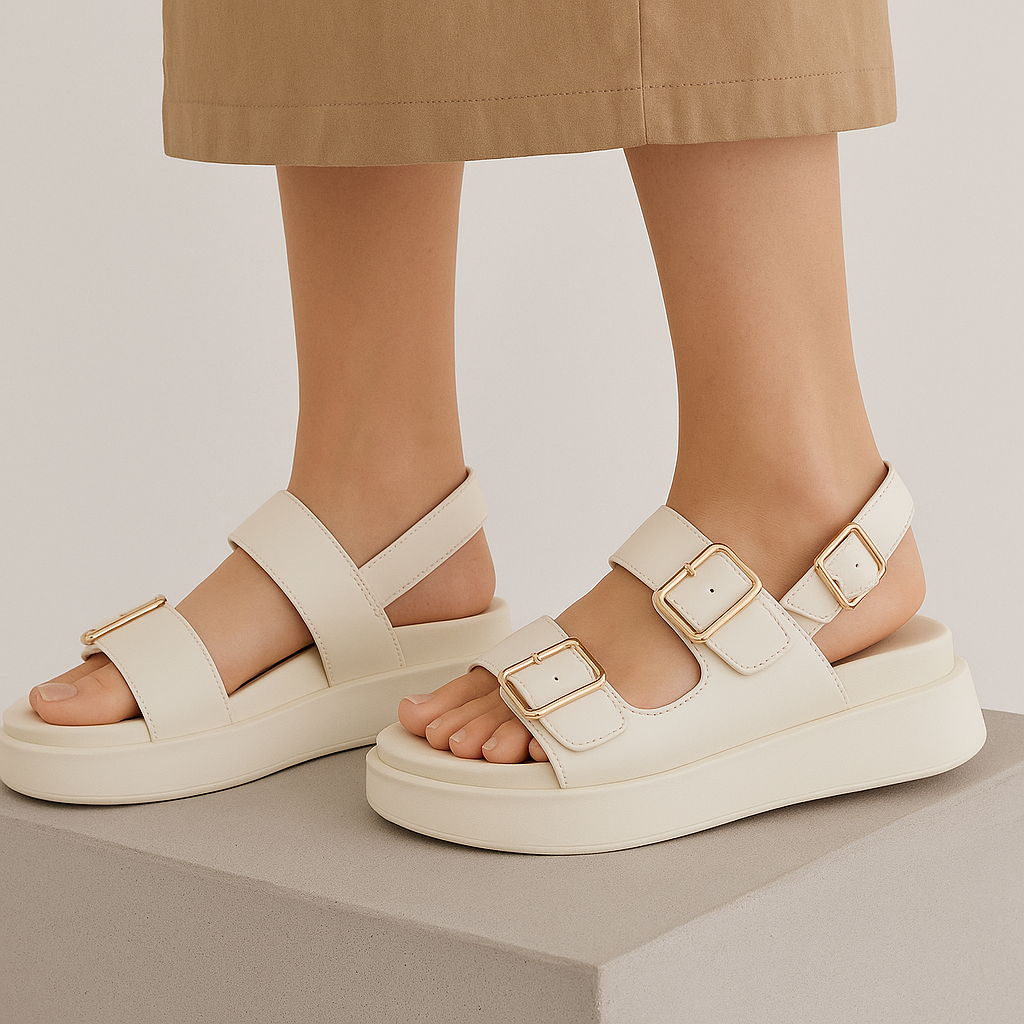 Italian Leather Platform Sandals for Women - Stylish Summer Footwear with Comfortable Elevation