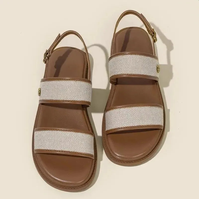 Italian Woven Strap Sandals for Women - Comfortable Casual Footwear for Summer - Versatile Everyday Style