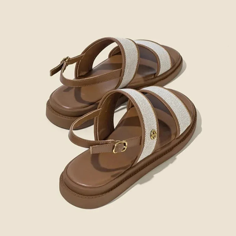 Italian Woven Strap Sandals for Women - Comfortable Casual Footwear for Summer - Versatile Everyday Style